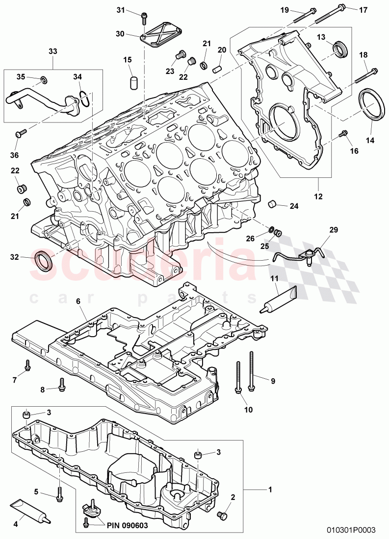 crankcase, oil pan, sealing flange, D - MJ 2006>> of Bentley Bentley Continental Flying Spur (2006-2012)