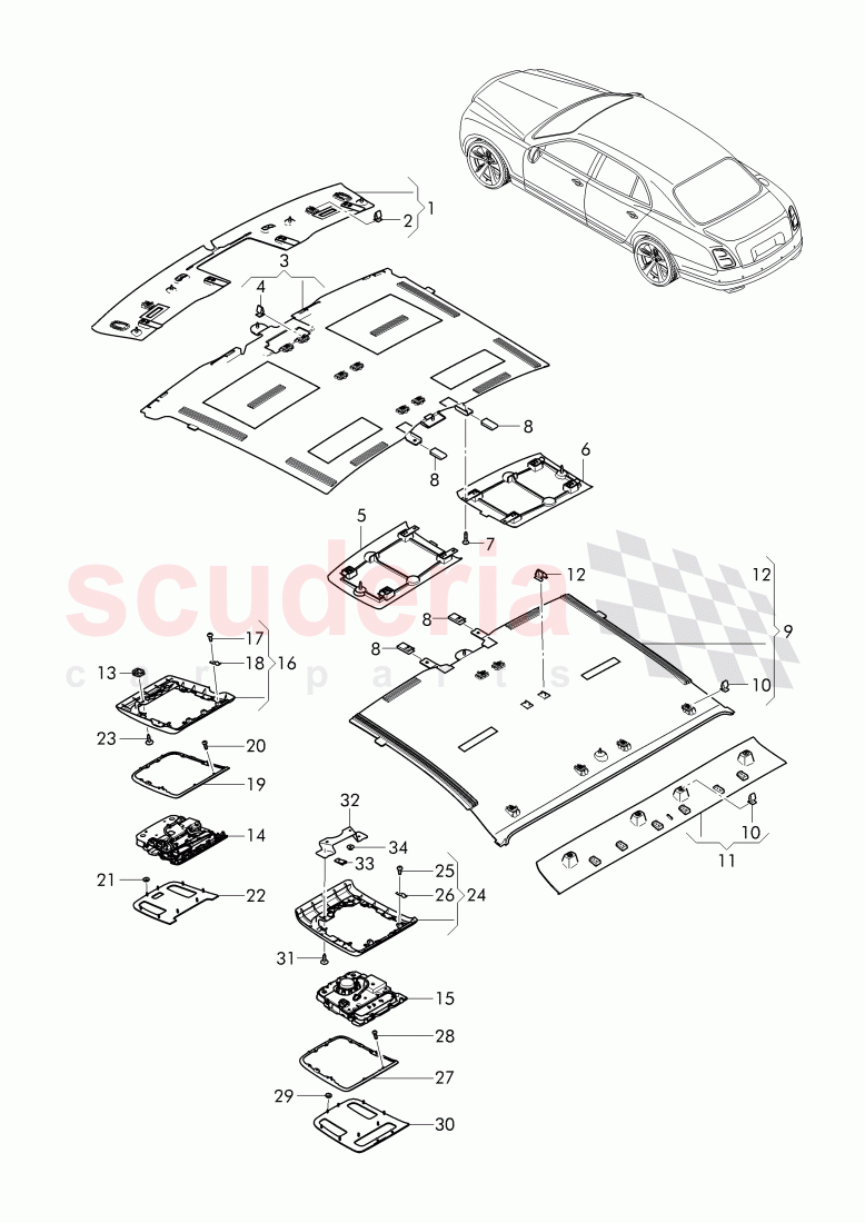 roof trim panel, D - MJ 2017>> of Bentley Bentley Mulsanne (2010+)