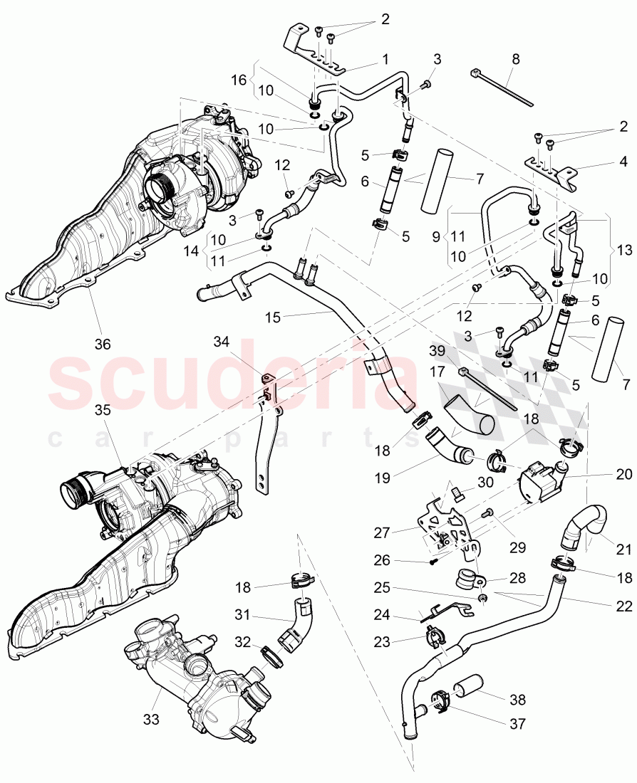 water cooling for turbocharger, D >> - MJ 2014 of Bentley Bentley Continental GTC (2011+)