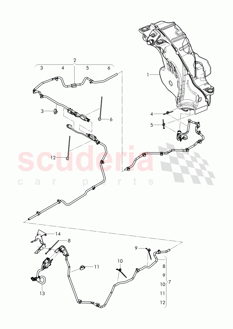 Transfer line for reducing agent, For vehicles with selective, catalytic reduction (SCR) of Bentley Bentley Bentayga (2015+)