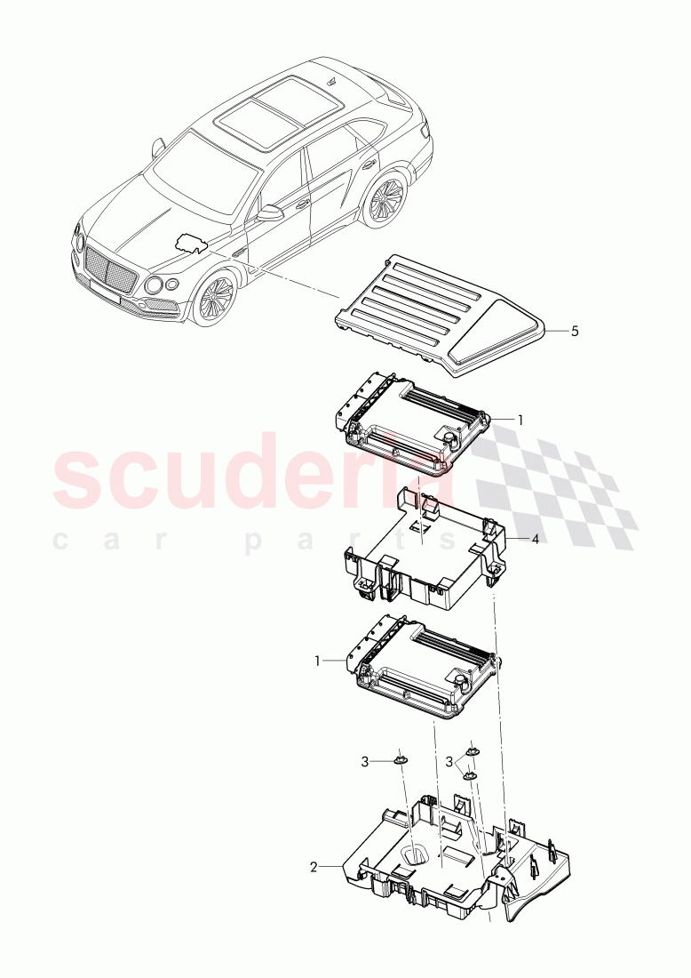 Control unit for petrol engine, bracket for elec.contr. module of Bentley Bentley Bentayga (2015+)