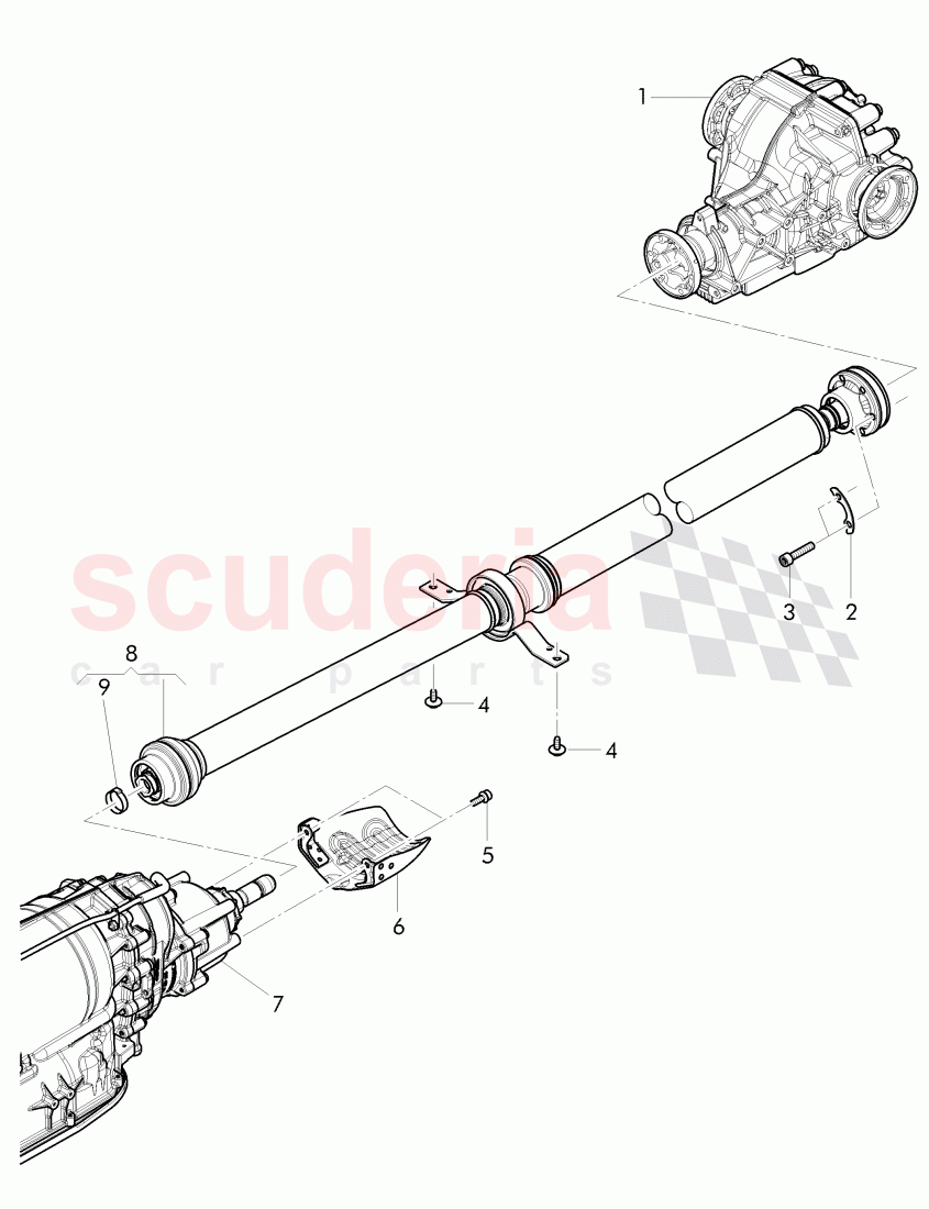 propeller shaft 2-piece with intermediate bearing, for 8-speed automatic gearbox of Bentley Bentley Continental Supersports (2017+)