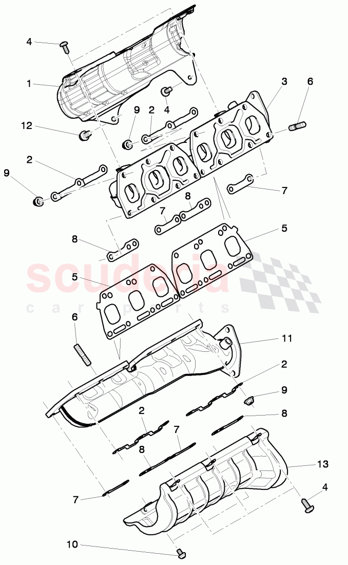 exhaust manifold, heatshield of Bentley Bentley Continental GTC (2011+)