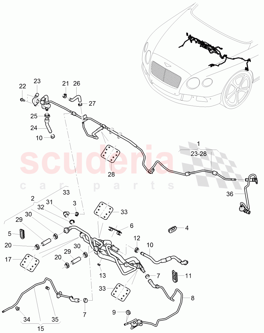 vacuum hoses for brake servo, vacuum hoses with connecting parts, D - MJ 2009>> of Bentley Bentley Continental GT (2003-2010)