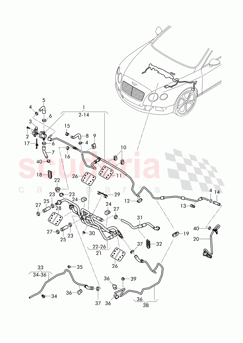 vacuum hoses for brake servo, vacuum hoses with connecting parts of Bentley Bentley Continental Supersports (2017+)