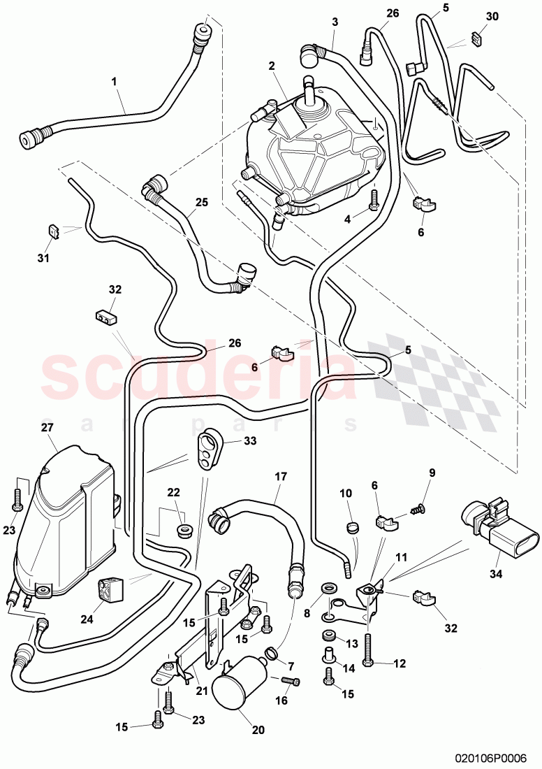 Carbon Canister (NO LDP), ventilation for fuel tank, F >> 3W-8-053 598 of Bentley Bentley Continental GT (2003-2010)