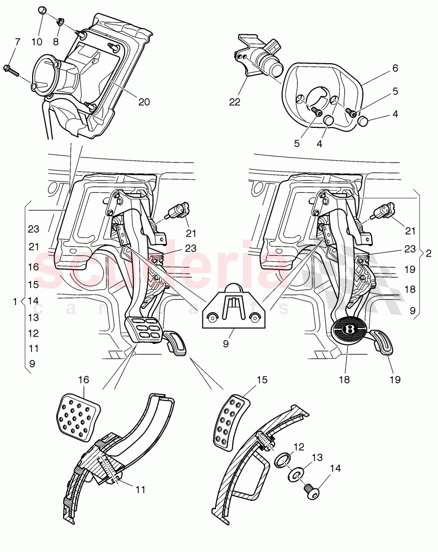 brake and acc. pedal assembly, F >> 3W-C-072 140 of Bentley Bentley Continental Supersports (2009-2011)