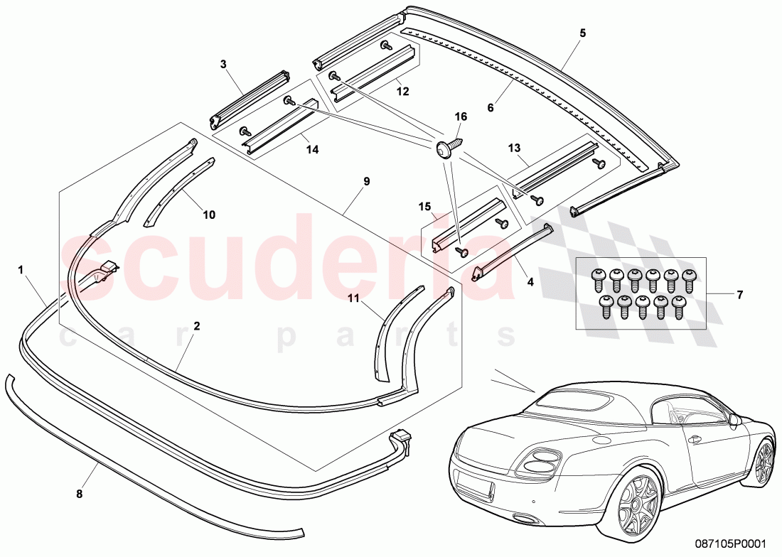 Convertible Roof, gasket of Bentley Bentley Continental Supersports (2009-2011)