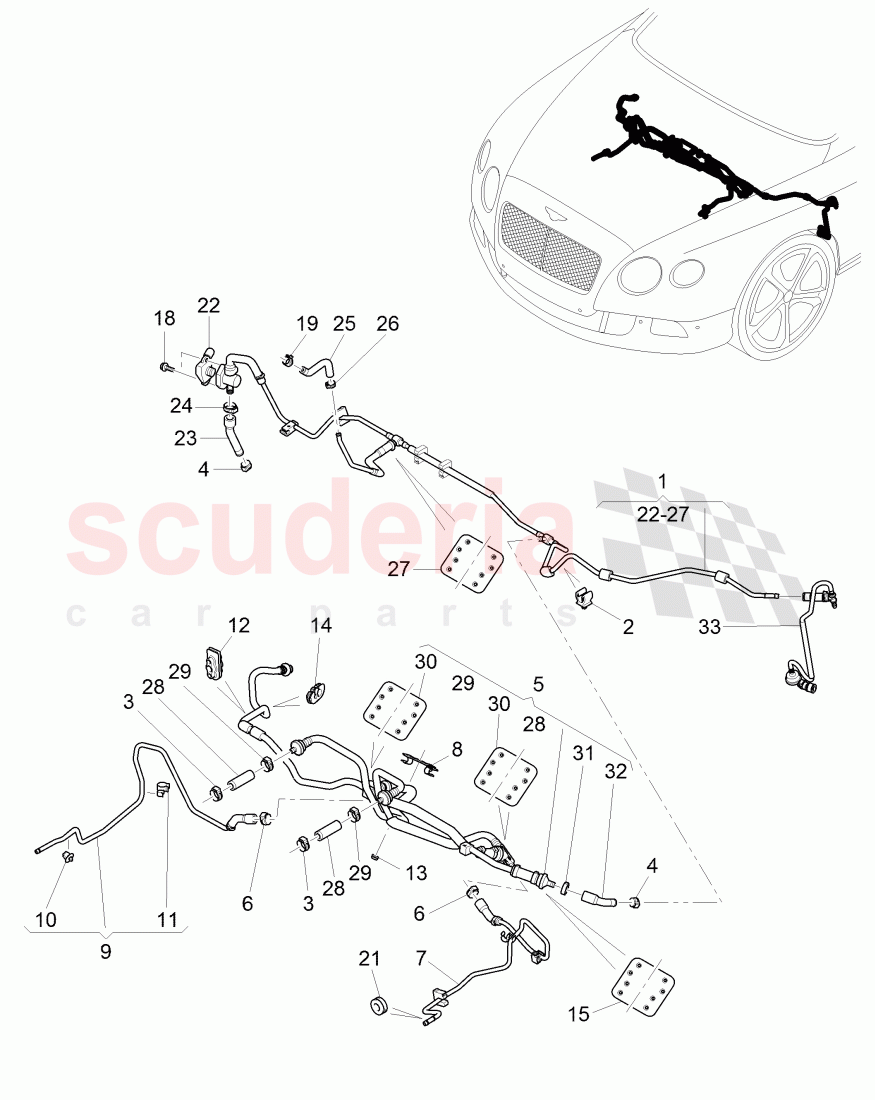 vacuum hoses for brake servo, vacuum hoses with connecting parts, F 3W-8-052 846>>, F ZA-A-062 461>> of Bentley Bentley Continental Flying Spur (2006-2012)