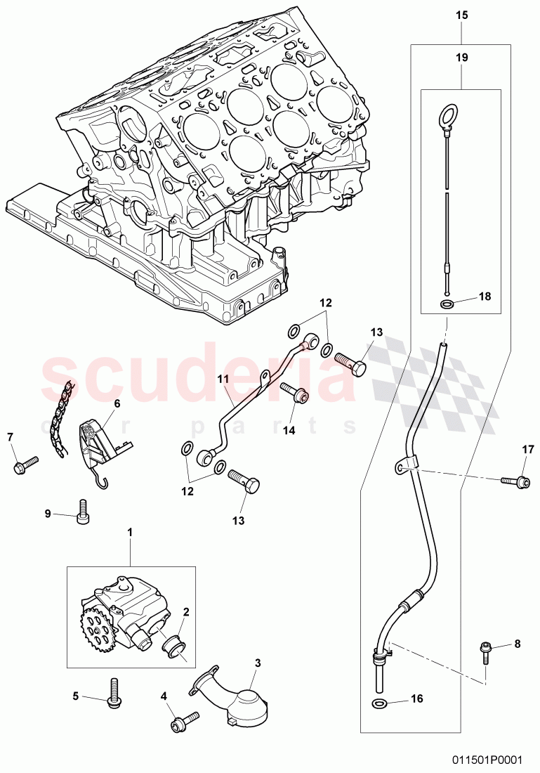 oil pump, tensioner - chain, oil dipstick with tube, oil pressure line, D >> - MJ 2005 of Bentley Bentley Continental Flying Spur (2006-2012)