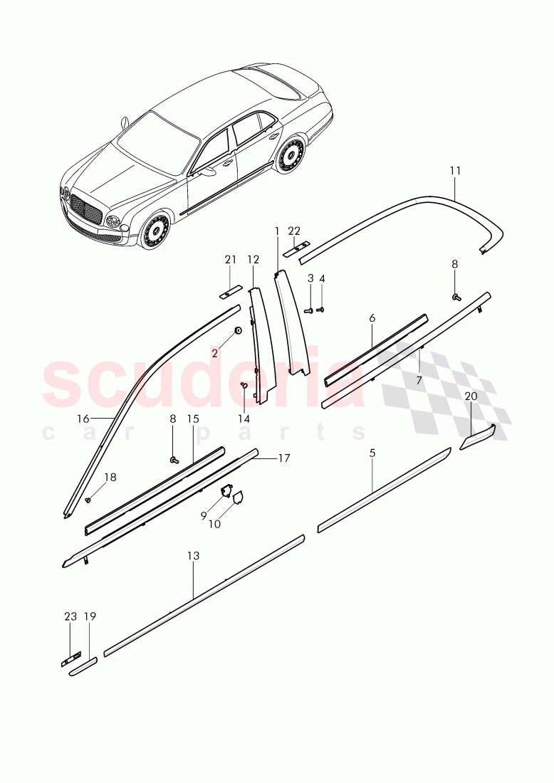 trim for door window frame, protection strip for door, D >> - MJ 2016 of Bentley Bentley Mulsanne (2010+)