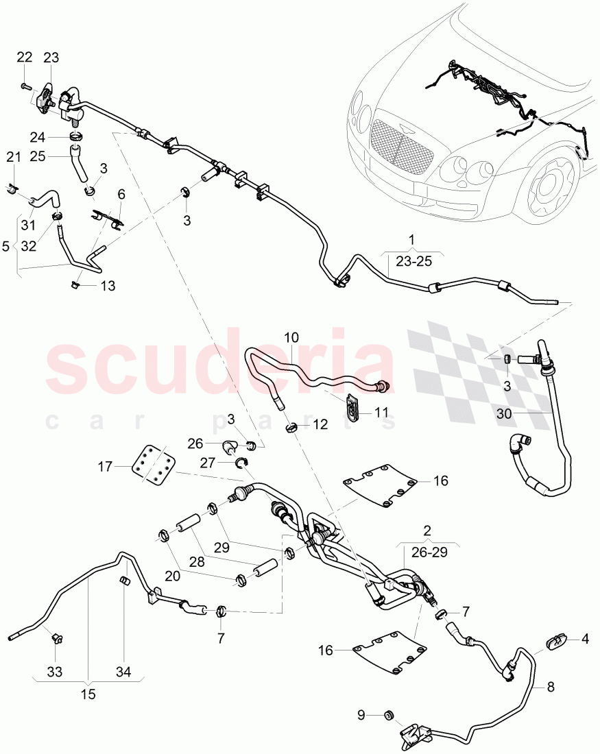 vacuum hoses for brake servo, vacuum hoses with connecting parts, D - MJ 2007>>, F >> 3W-8-052 845 of Bentley Bentley Continental Flying Spur (2006-2012)