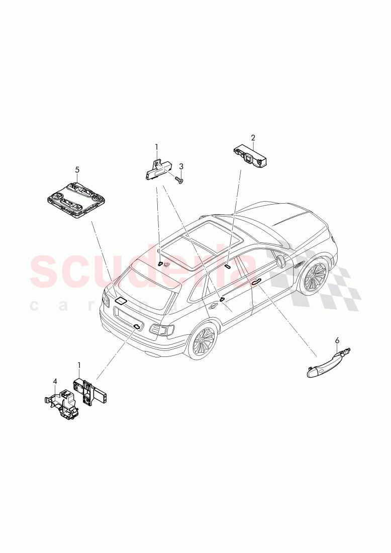 Aerial for access and start authorisation (KESSY) of Bentley Bentley Bentayga (2015+)