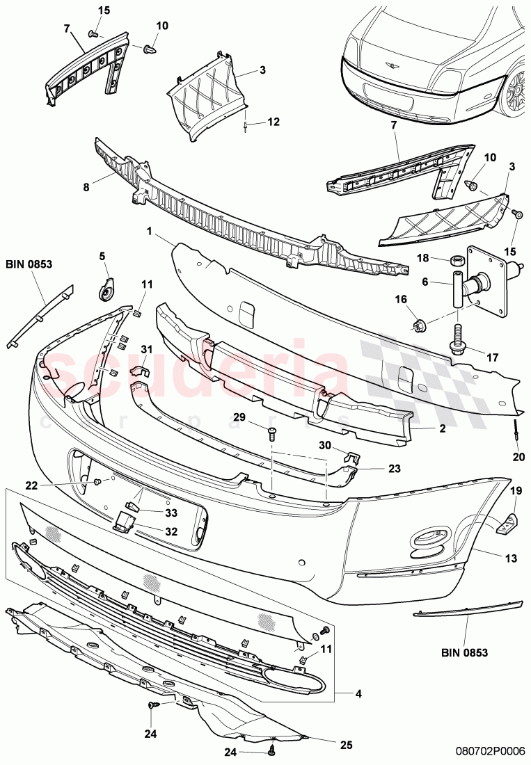 bumper, F 3W-8-051 367>> 3W-8-059 514 of Bentley Bentley Continental Flying Spur (2006-2012)