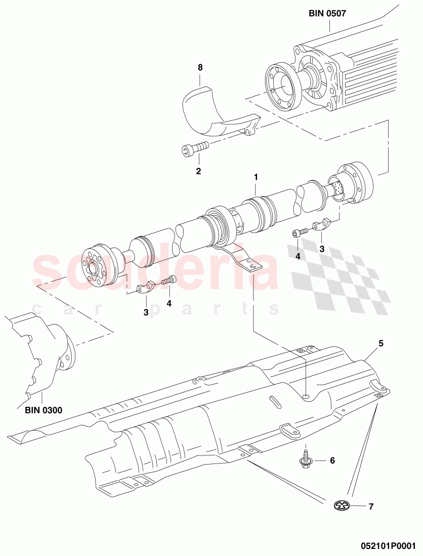 propeller shaft 2-piece with intermediate bearing of Bentley Bentley Continental Supersports (2009-2011)