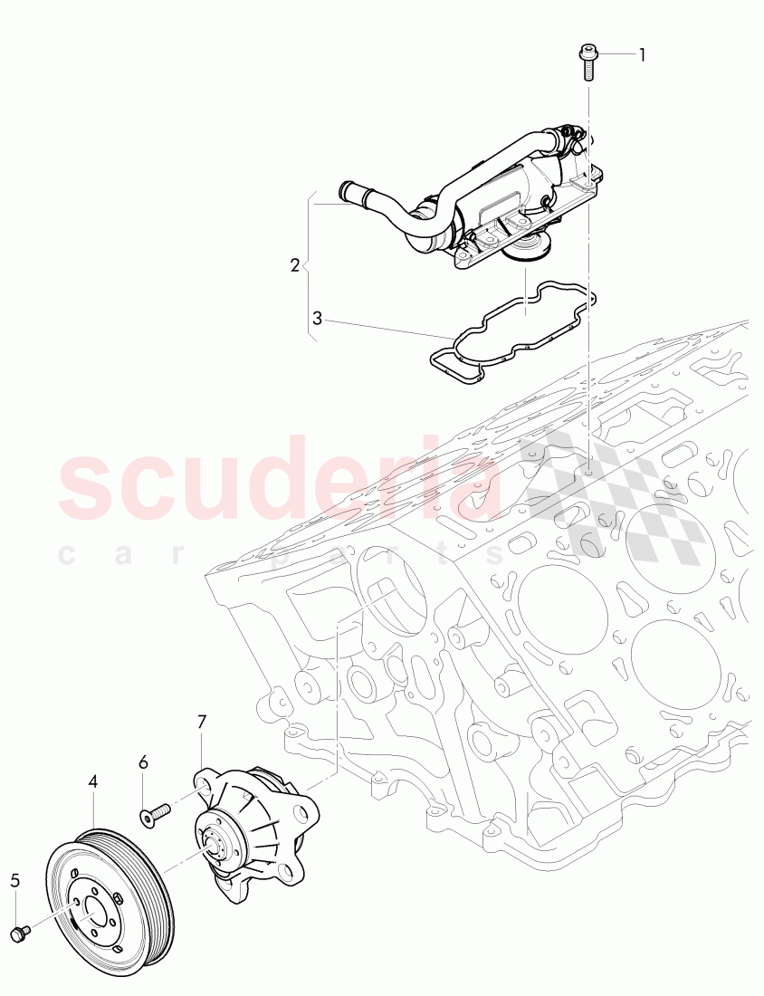 water pump with adhesive, gasket, coolant thermostat housing, with thermostat of Bentley Bentley Continental Supersports Convertible (2017+)