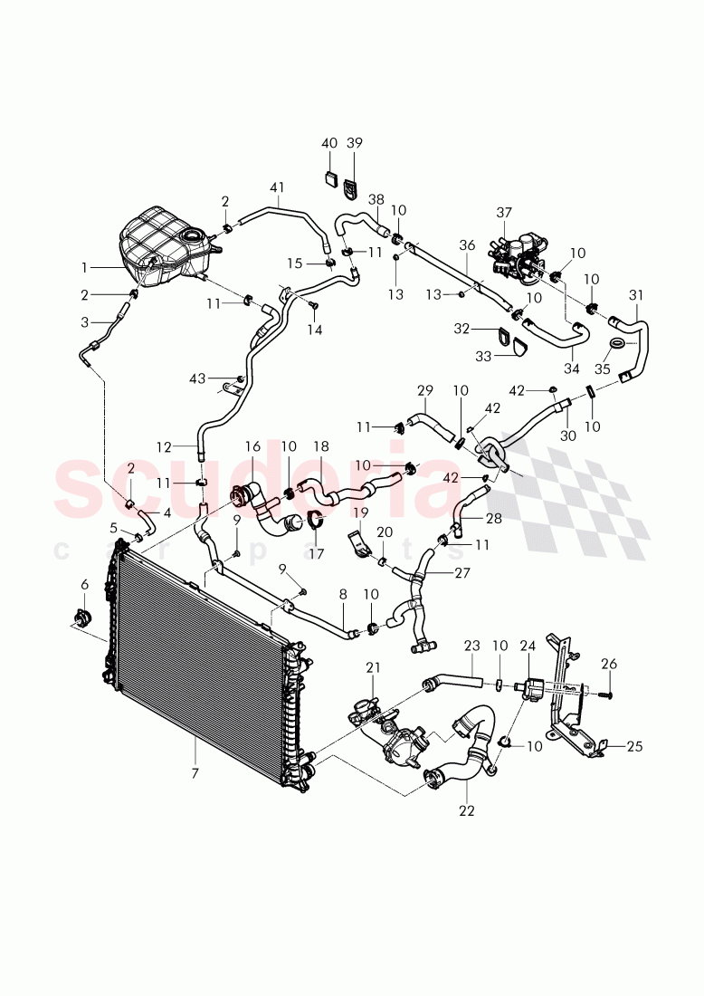 Coolant hoses and pipes, Engine bay, D - MJ 2015>>, F >> 3W-F-044 095, F >> ZA-F-044 095 of Bentley Bentley Continental GTC (2011+)