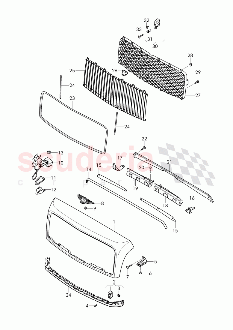 radiator grille, complete, D - MJ 2017>> of Bentley Bentley Mulsanne (2010+)