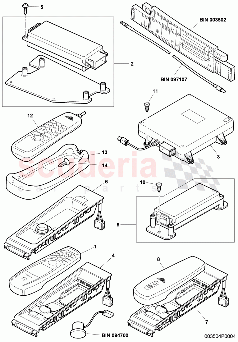 Electric parts for mobile, phone preparation, F 3W-6-030 421>> 3W-6-039 935 of Bentley Bentley Continental GT (2003-2010)