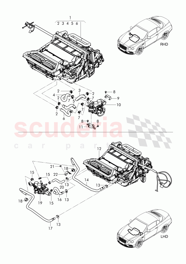 heater valve, Coolant hoses for heater of Bentley Bentley Continental GTC (2011+)