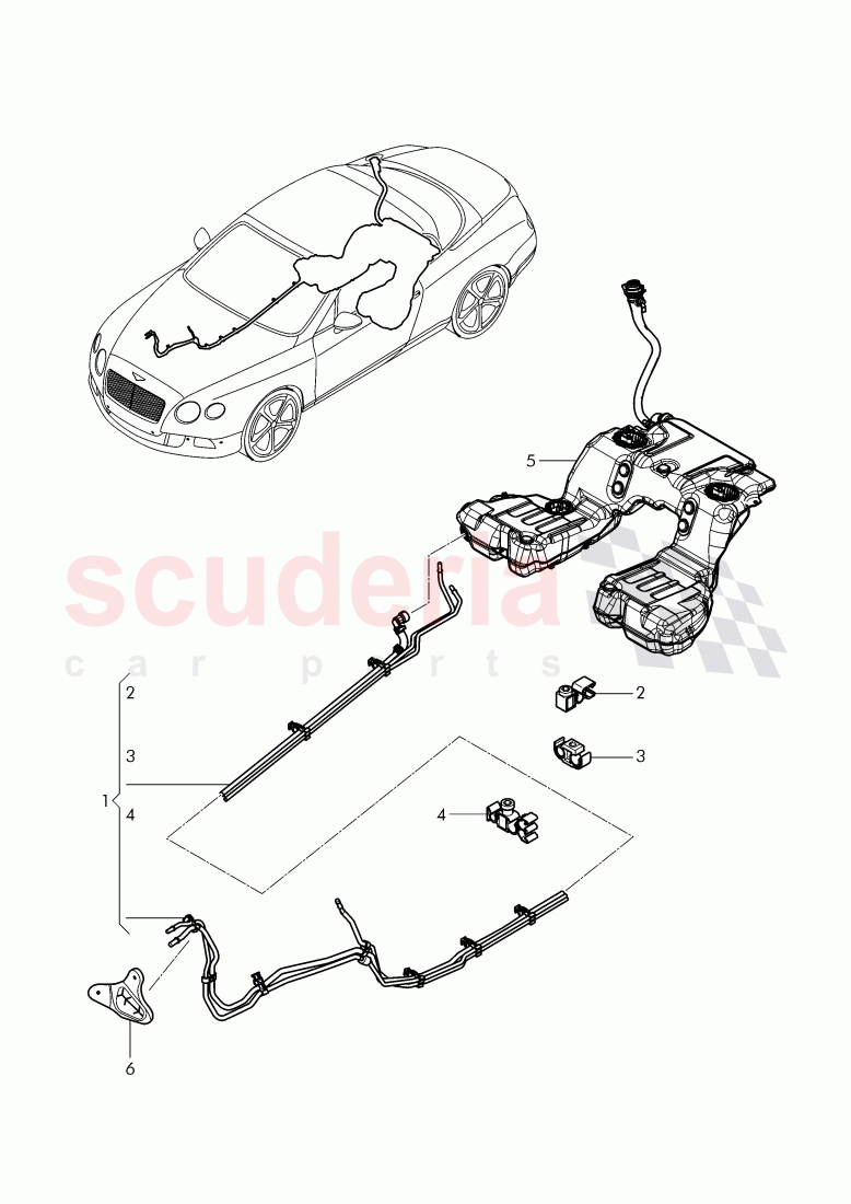 1 set of fuel lines, clip, D - MJ 2015>> of Bentley Bentley Continental GTC (2011+)