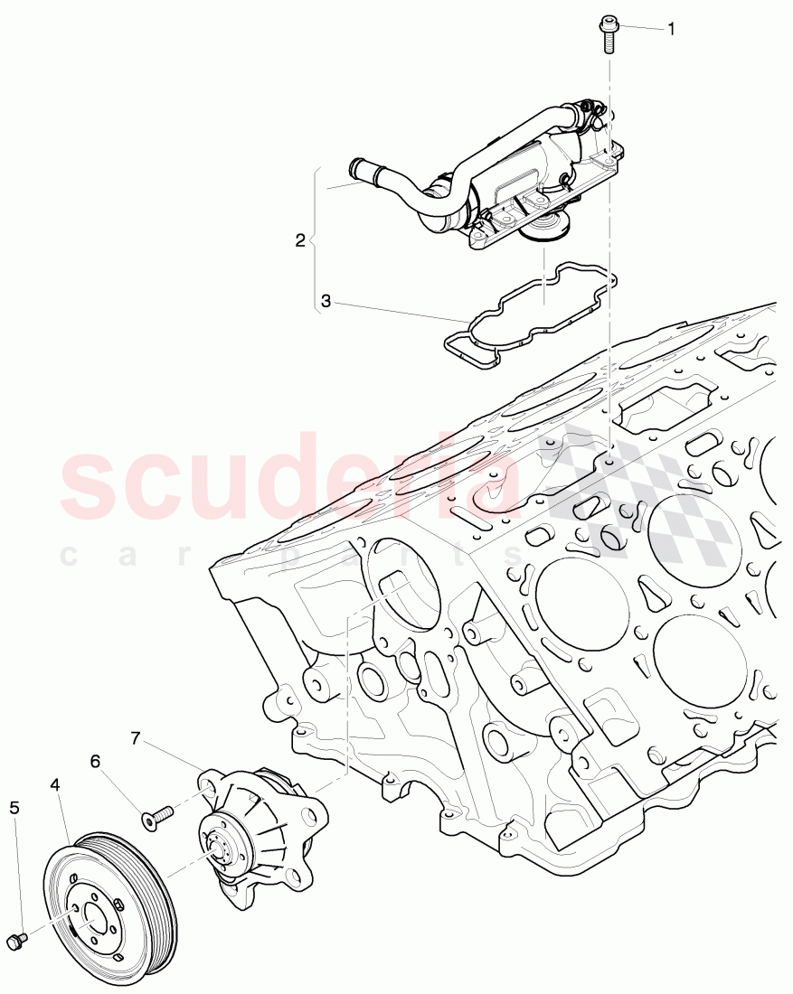 water pump with adhesive, gasket, coolant thermostat housing, with thermostat of Bentley Bentley Continental Flying Spur (2006-2012)