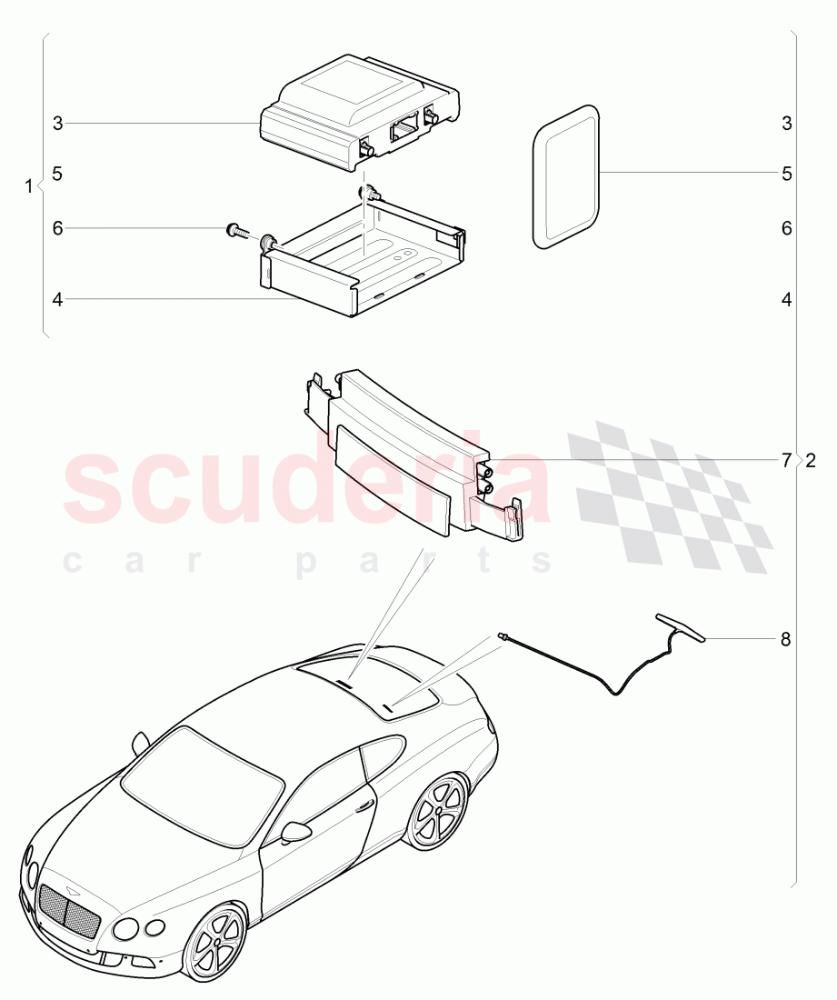 Installation kit for vehicle, positioning system of Bentley Bentley Continental Supersports (2017+)