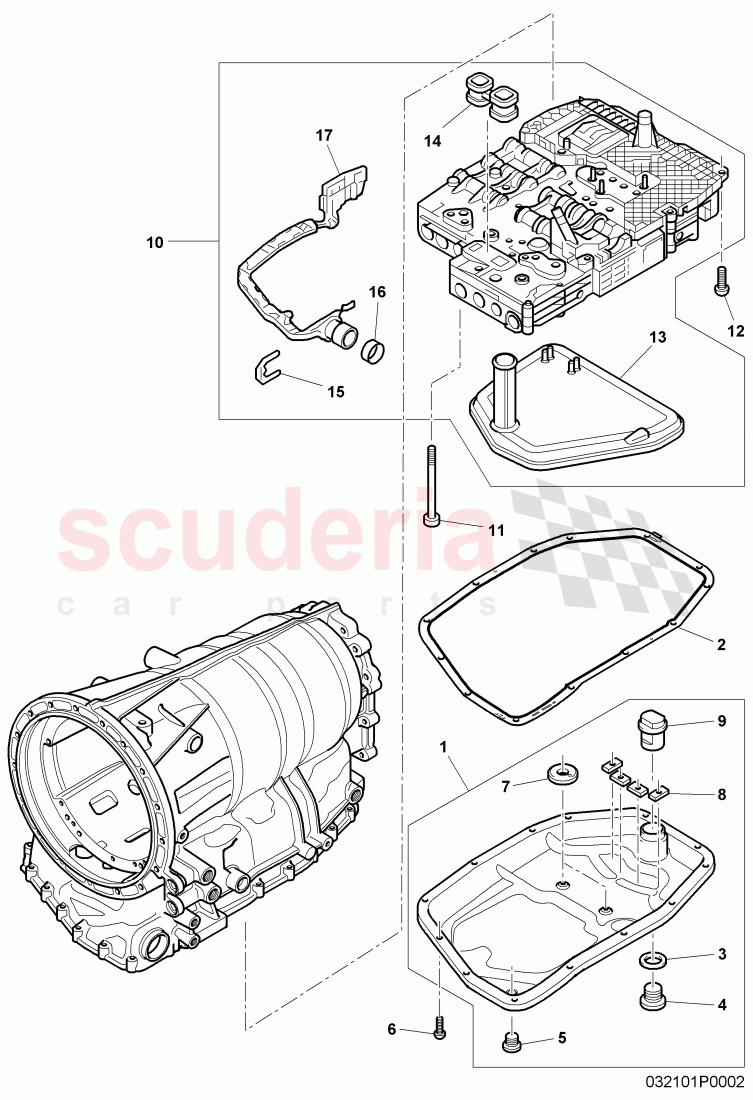 Mechatronic with software, oil strainer, oil pan, for 6 speed automatic transm., D - MJ 2007>> of Bentley Bentley Continental Flying Spur (2006-2012)