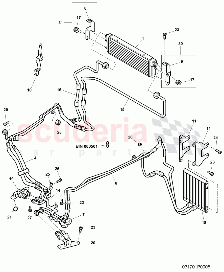 oil pressure line for gear oil cooling, Gear oil cooler, F 3W-7-041 093>> 3W-7-048 817 of Bentley Bentley Continental GT (2003-2010)