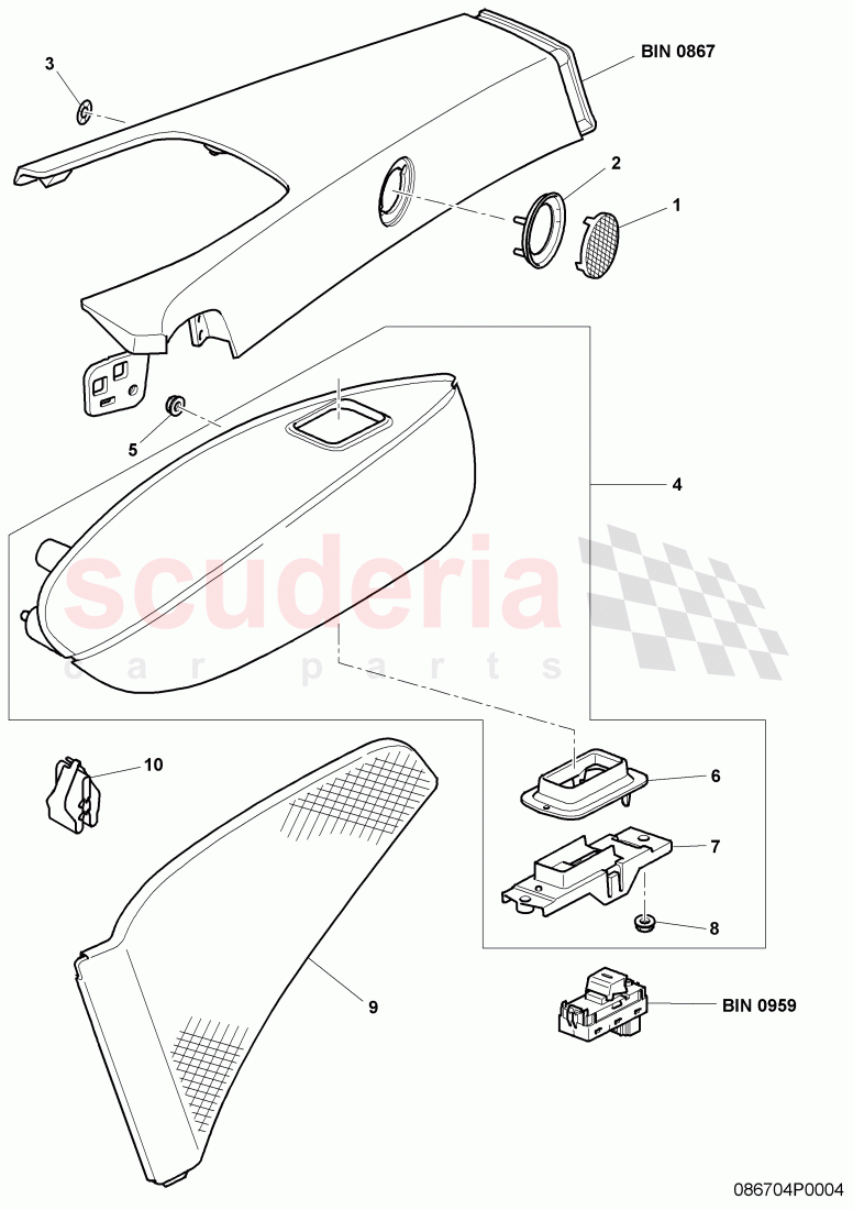 armrest for door trim panel, loudspeaker grille of Bentley Bentley Continental GTC (2006-2010)