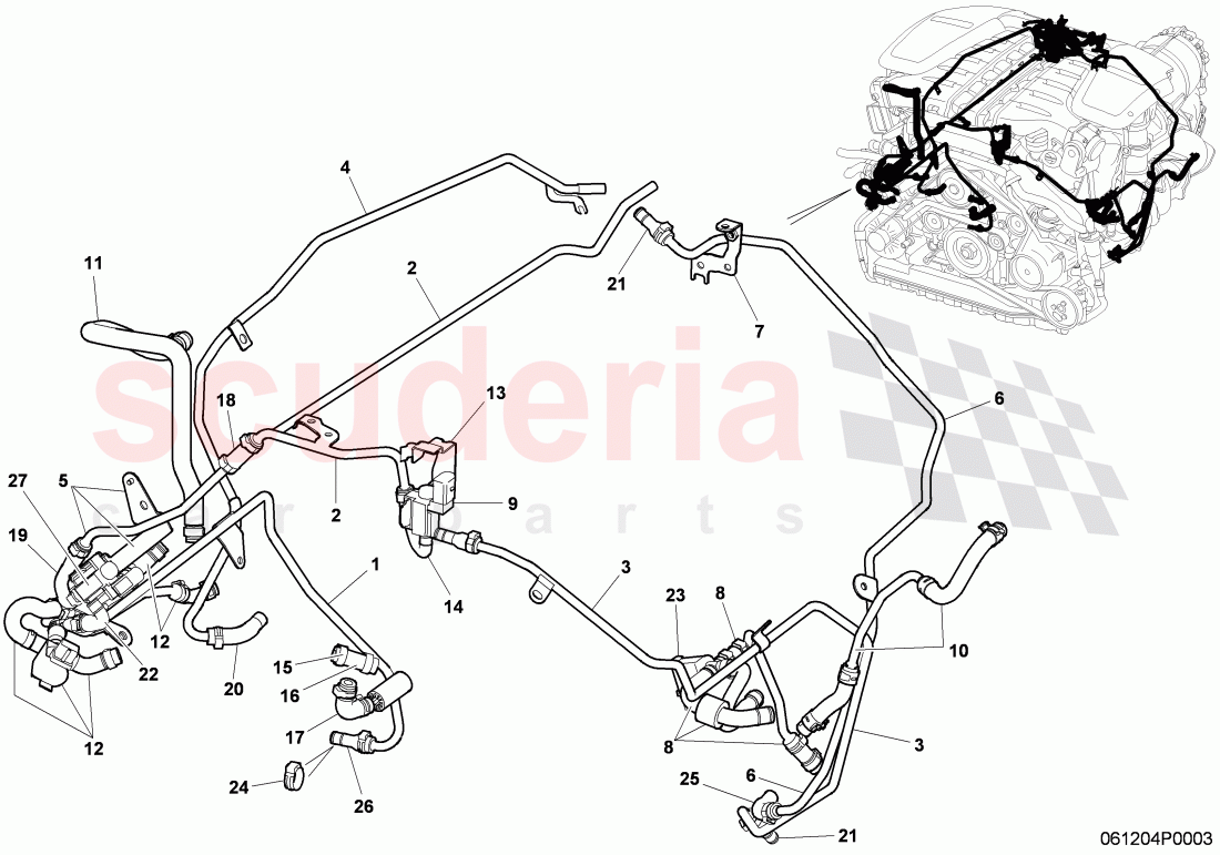 vacuum system, (For turbocharger), D - MJ 2006>>, F >> 3W-7-041 017 of Bentley Bentley Continental Flying Spur (2006-2012)