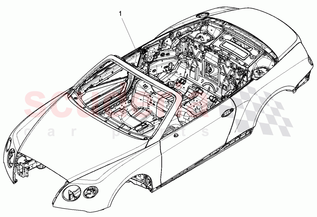 body shell, F >> 3W-D-082 508, F >> ZA-D-082 508 of Bentley Bentley Continental GTC (2011+)