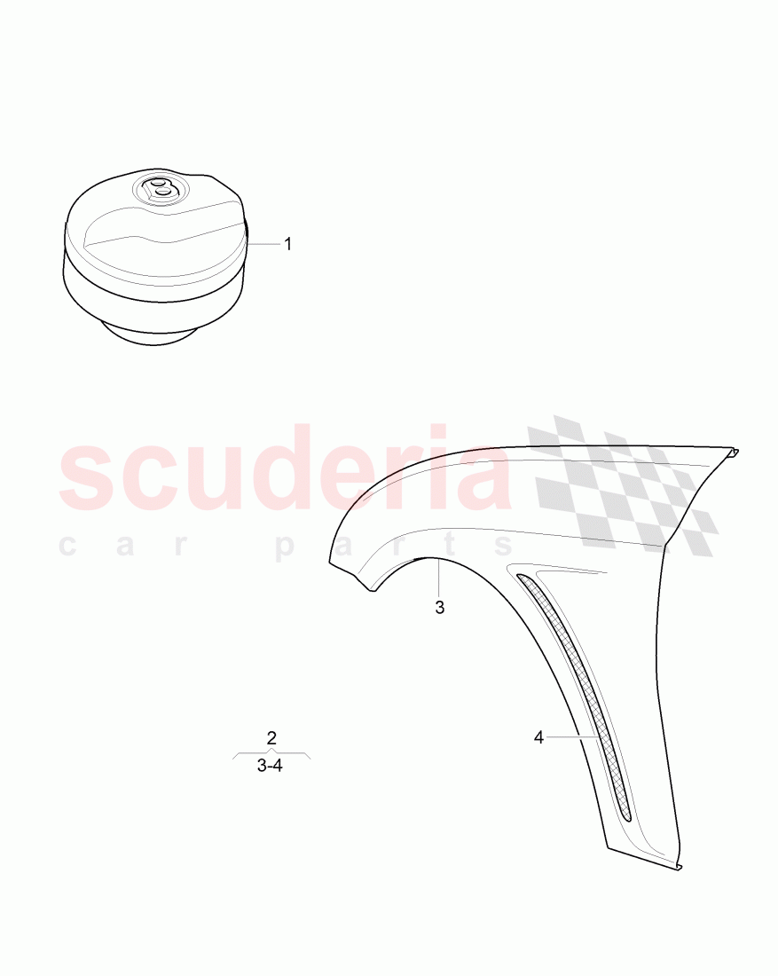 Original Accessories, 1 set of vent wings for service installation, fuel tank, cap of Bentley Bentley Continental GT (2003-2010)