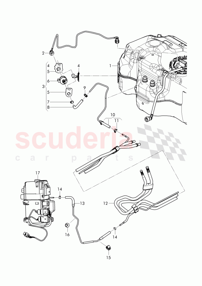 fuel line, for vehicles with coolant auxiliary heater of Bentley Bentley Bentayga (2015+)