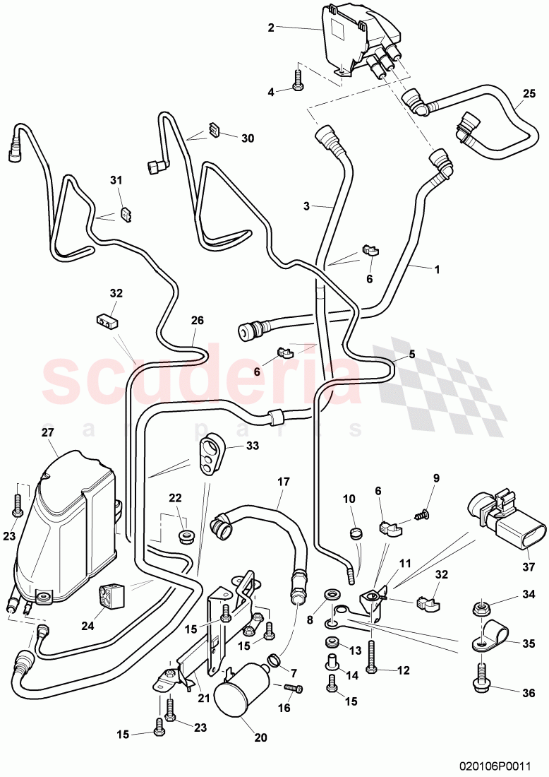 Carbon Canister (NO LDP), ventilation for fuel tank, F 3W-8-053 906>>, F ZA-A-062 464>>, D >> - MJ 2010 of Bentley Bentley Continental Flying Spur (2006-2012)