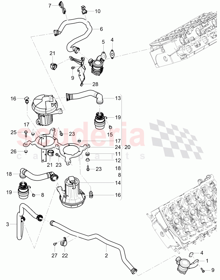 secondary air pump, secondary air control valve, pipes and hoses for purge system, D >> - MJ 2006 of Bentley Bentley Continental Flying Spur (2006-2012)