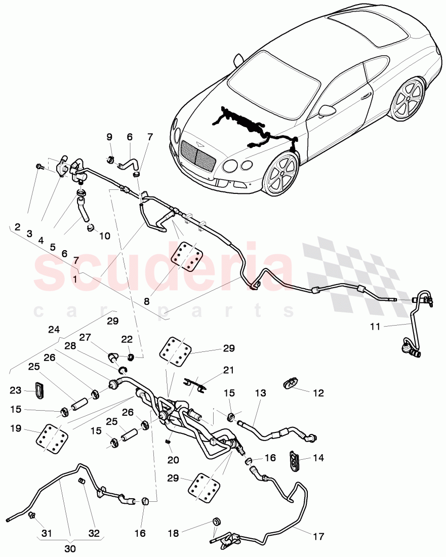 vacuum hoses for brake servo, vacuum hoses with connecting parts of Bentley Bentley Continental Supersports (2009-2011)