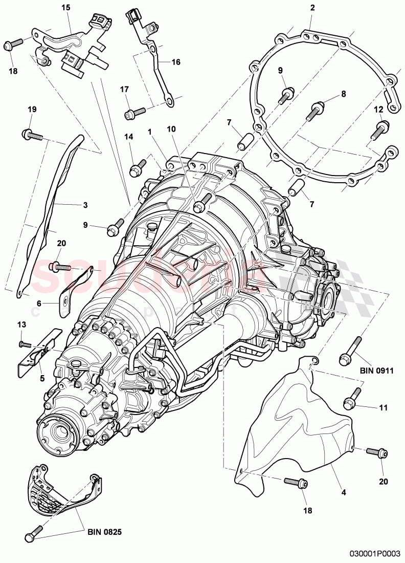 6 speed automatic transmission, with central differential, fasteners, heatshield, intermediate plate of Bentley Bentley Continental Flying Spur (2006-2012)