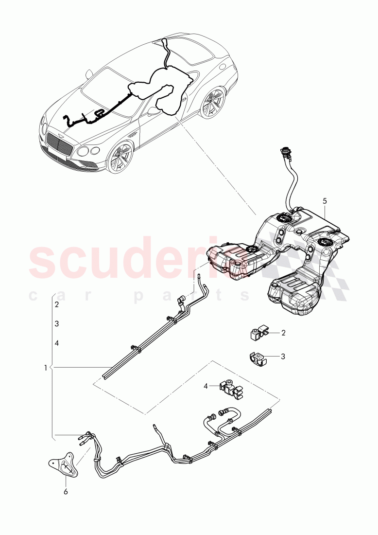 1 set of fuel lines, clip of Bentley Bentley Continental GT (2011-2018)