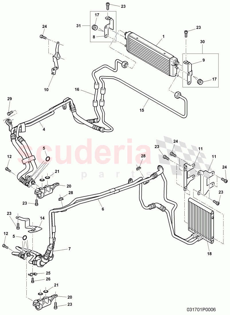 oil pressure line for gear oil cooling, Gear oil cooler, F 3W-7-048 818>>, D >> - MJ 2007 of Bentley Bentley Continental Flying Spur (2006-2012)