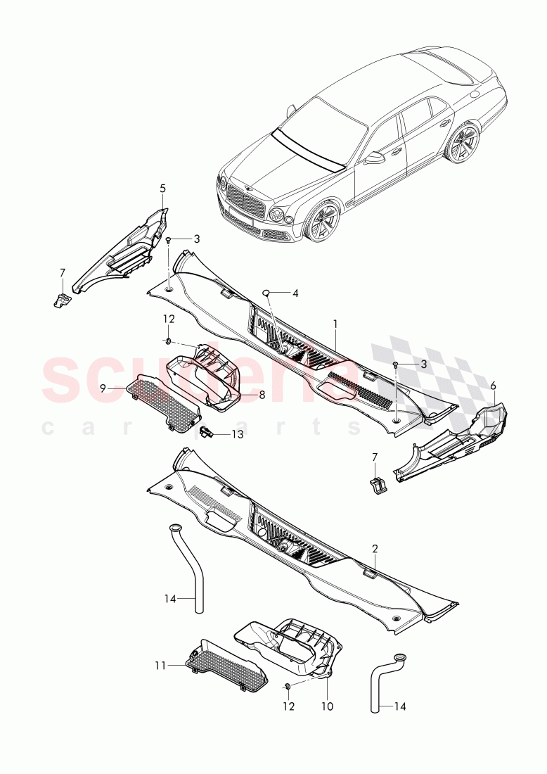 Cover for plenum chamber, D - MJ 2017>> of Bentley Bentley Mulsanne (2010+)