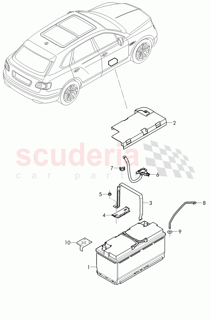 battery, battery mounting of Bentley Bentley Bentayga (2015+)