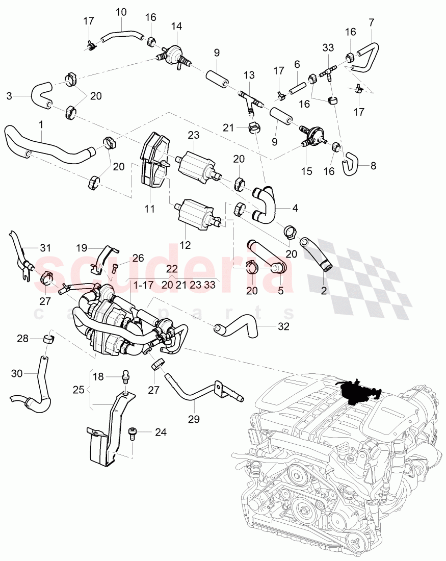 solenoid valve, vacuum hoses, (For turbocharger), D - MJ 2006>>, F >> 3W-8-052 845 of Bentley Bentley Continental Flying Spur (2006-2012)