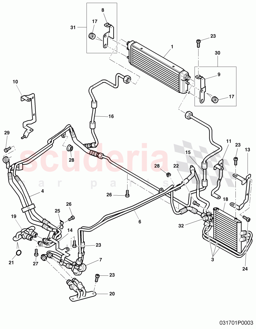 oil pressure line for gear oil cooling, Gear oil cooler, F 3W-5-026 830>> 3W-6-030 928 of Bentley Bentley Continental GT (2003-2010)