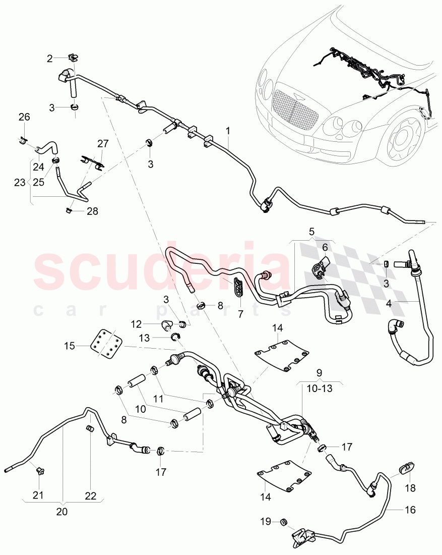 vacuum hoses for brake servo, vacuum hoses with connecting parts, D >> - MJ 2006 of Bentley Bentley Continental GT (2003-2010)