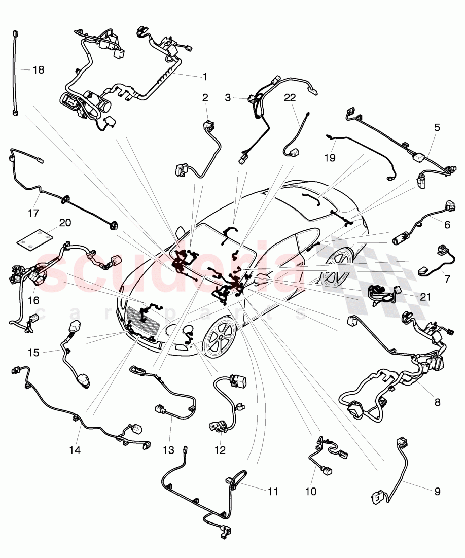 additional harness for interior, additional dashboard, harness, additional harness for engine, compartment, additional wiring harness,rear of Bentley Bentley Continental GT (2011-2018)