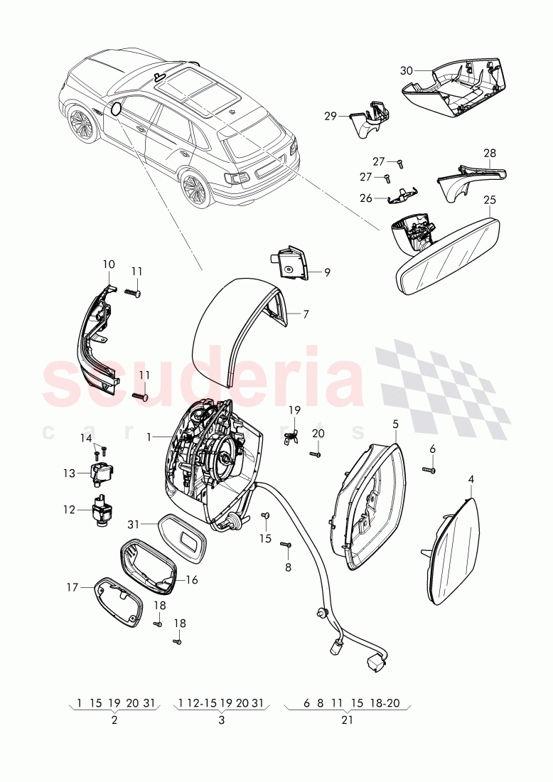 rear view mirror, rear view mirror inner of Bentley Bentley Bentayga (2015+)