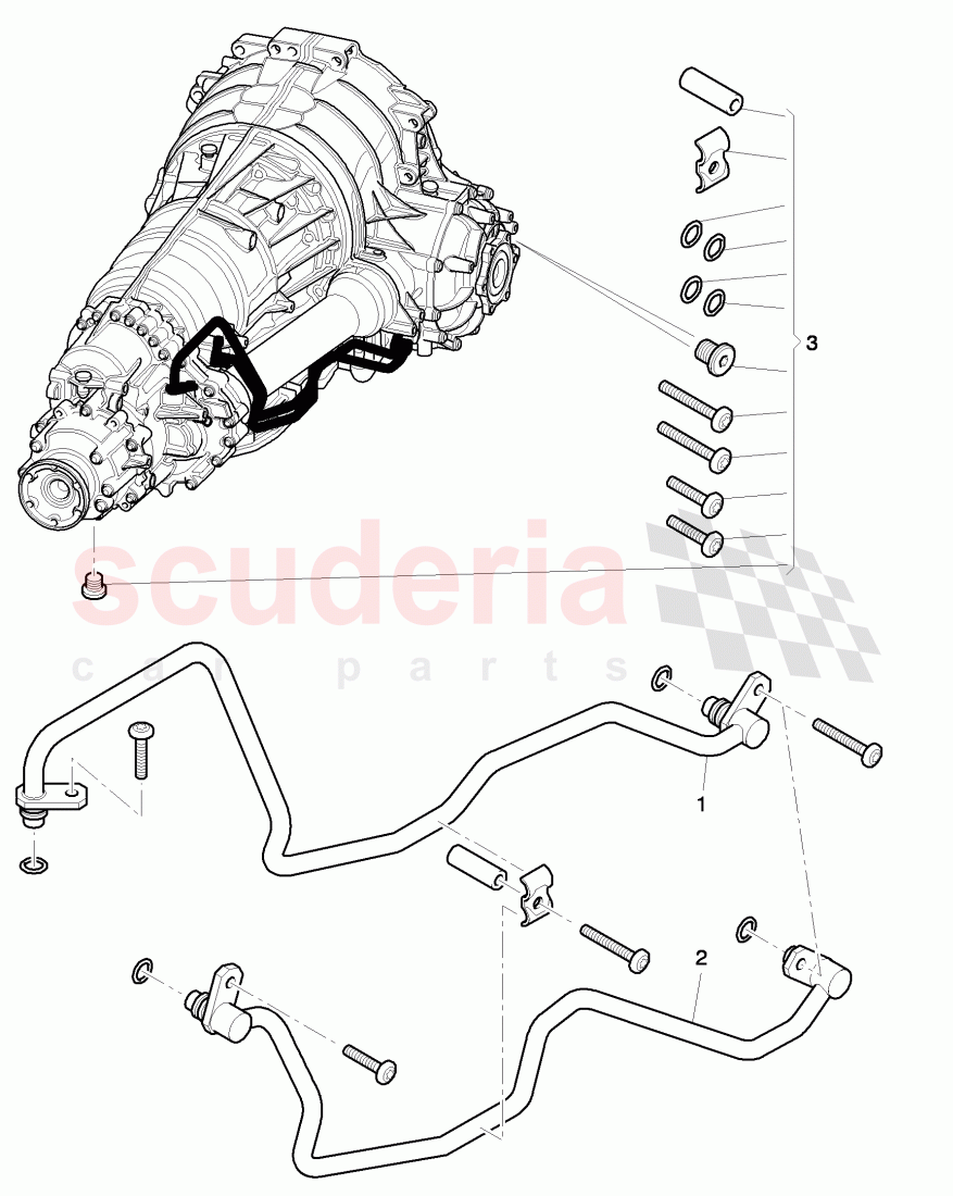 oil pipe, for front axle differential, Fixing and Sealing, for 6 speed automatic transm. of Bentley Bentley Continental GTC (2011+)