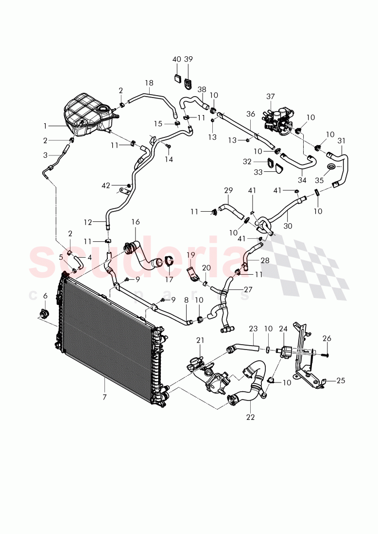 Coolant hoses and pipes, Engine bay, F 3W-F-044 096>>, F ZA-F-044 096>> of Bentley Bentley Continental GT (2011-2018)