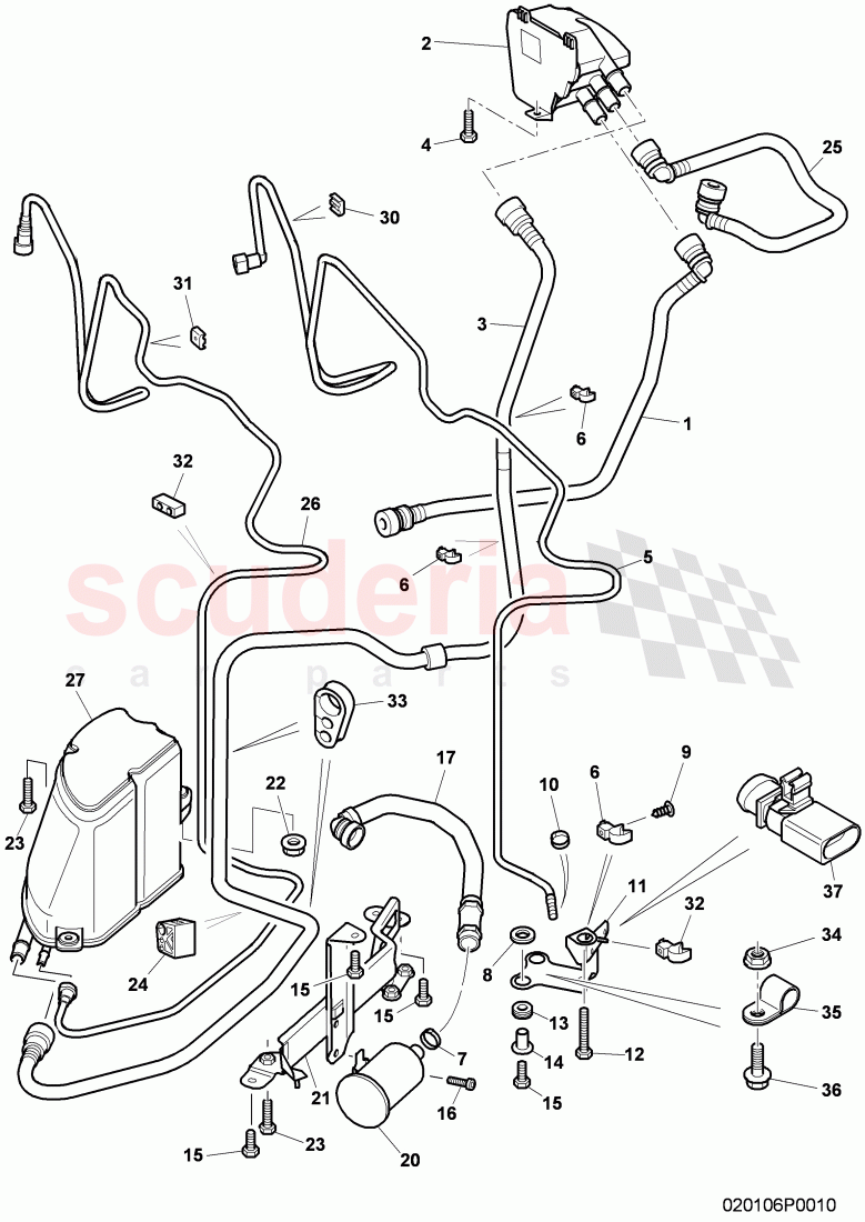 Carbon Canister (NO LDP), ventilation for fuel tank, F 3W-8-053 906>> 3W-A-063 621, F >> ZA-A-063 621 of Bentley Bentley Continental GT (2003-2010)